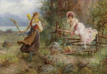 150の主題の芸術作品 Painting - 花の女の子の田舎 ハンス・ザツカ 美しい女性 女性